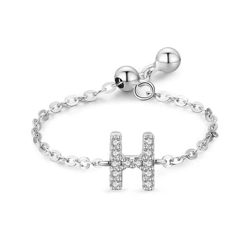Personalized Alphabet Chain 925 Sterling Silver Ring