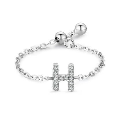 Personalized Alphabet Chain 925 Sterling Silver Ring