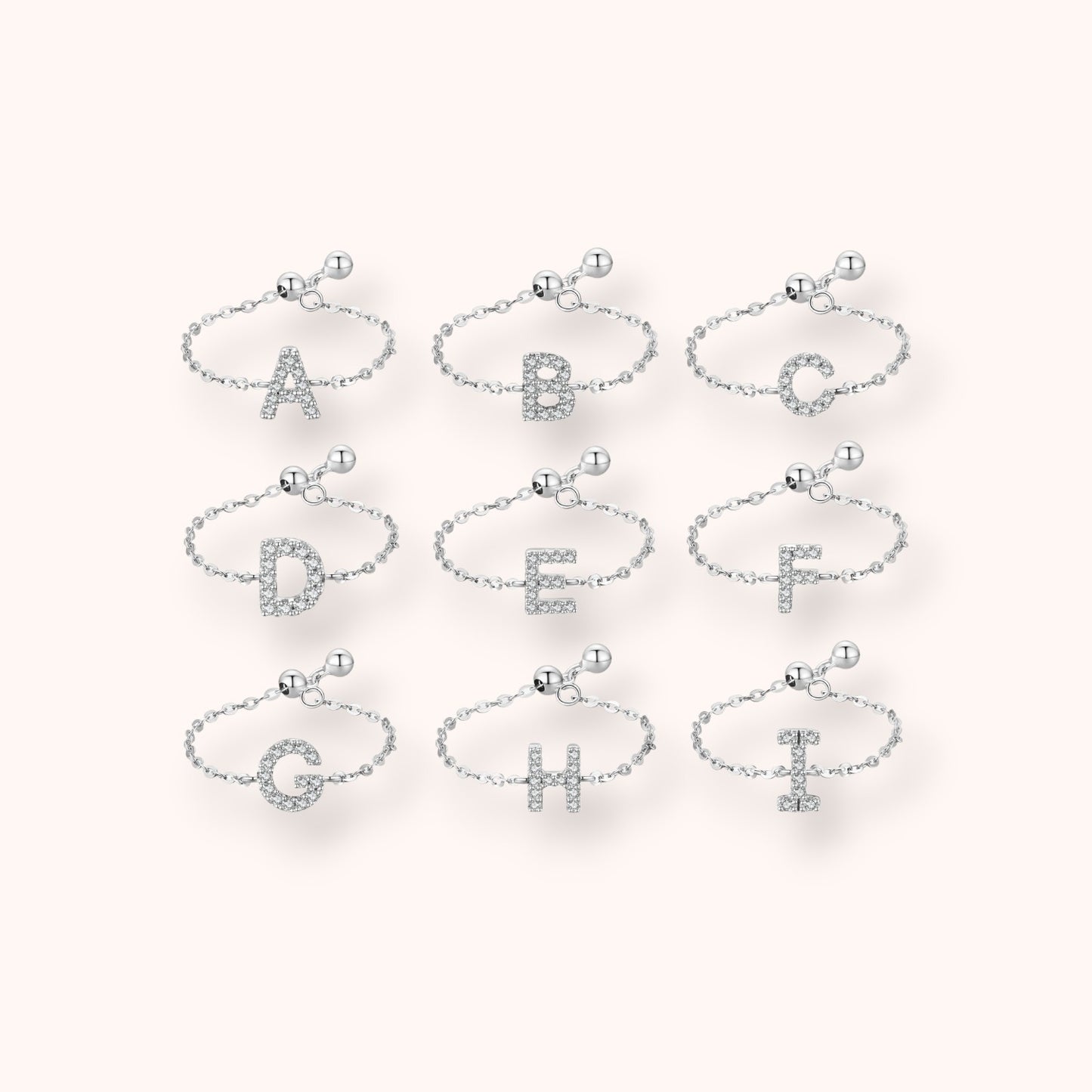Personalized Alphabet Chain 925 Sterling Silver Ring