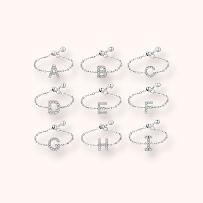 Personalized Alphabet Chain 925 Sterling Silver Ring