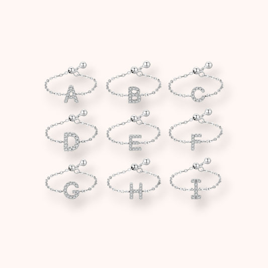 Personalized Alphabet Chain 925 Sterling Silver Ring