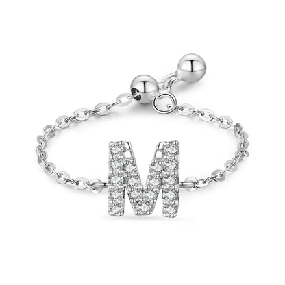 Personalized Alphabet Chain 925 Sterling Silver Ring