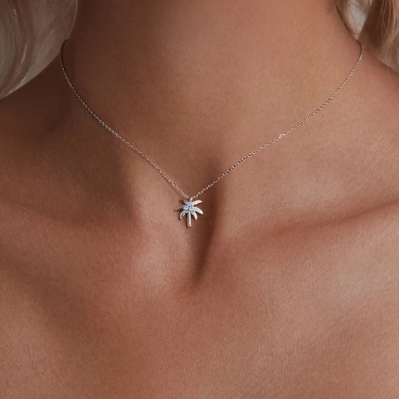Palm Tree Necklace – 925 Sterling Silver Tropical Pendant