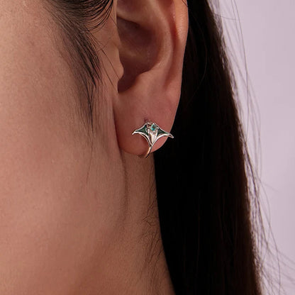 Manta Ray Hoop Earrings 925 Sterling Silver