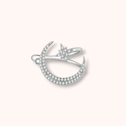 Star & Moon Ear Cuff – 925 Sterling Silver Celestial Ear Wrap