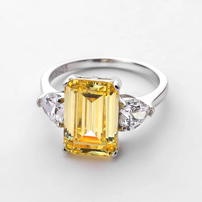 Emerald-Cut Zircon 925 Sterling Silver Ring