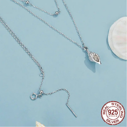 Ocean Shell Layered Necklace 925 Sterling Silver