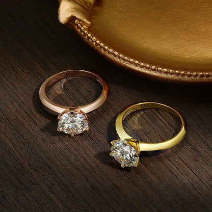 Moissanite Engagement Ring: 925 Sterling Silver, 3.0 ct Round Cut