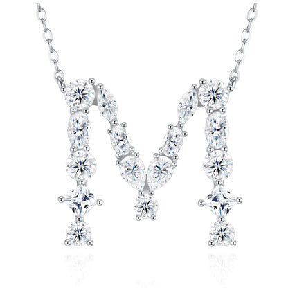 Moissanite Initial 925 Silver Necklace