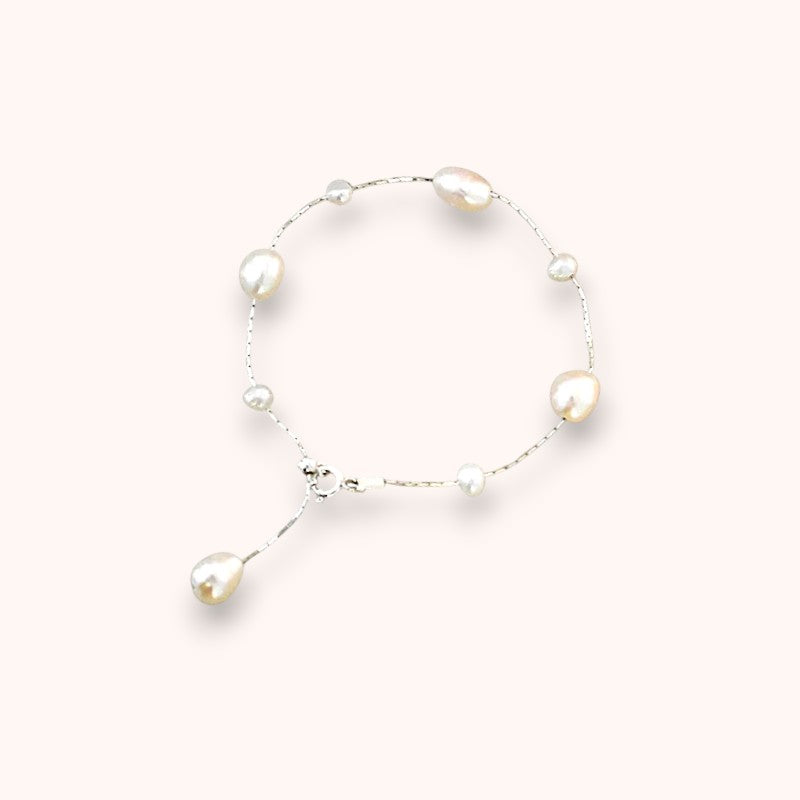 Baroque Freshwater Pearl 925 Sterling Silver Bracelet