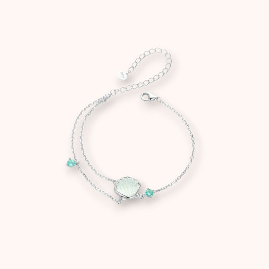 Turquoise Stones Seashell 925 Sterling Silver Bracelet