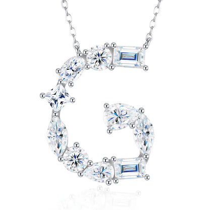 Moissanite Initial 925 Silver Necklace