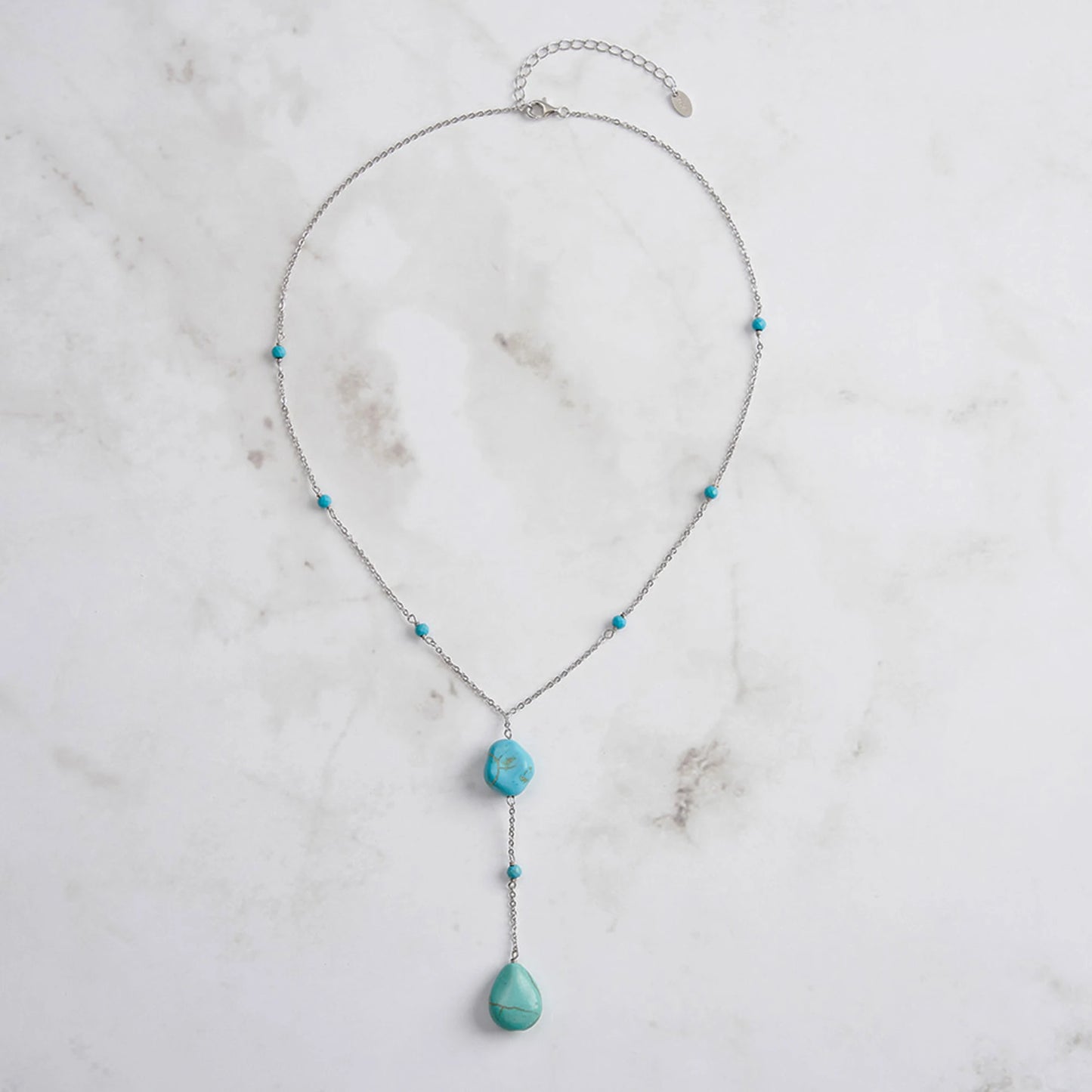 Turquoise Y-Drop 925 Sterling Silver Necklace