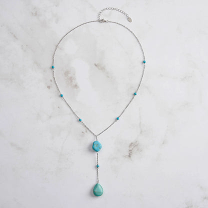 Turquoise Y-Drop 925 Sterling Silver Necklace
