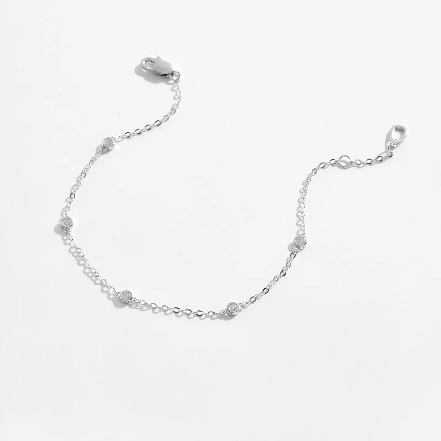 Dainty Zircon Station 925 Sterling Silver Bracelet