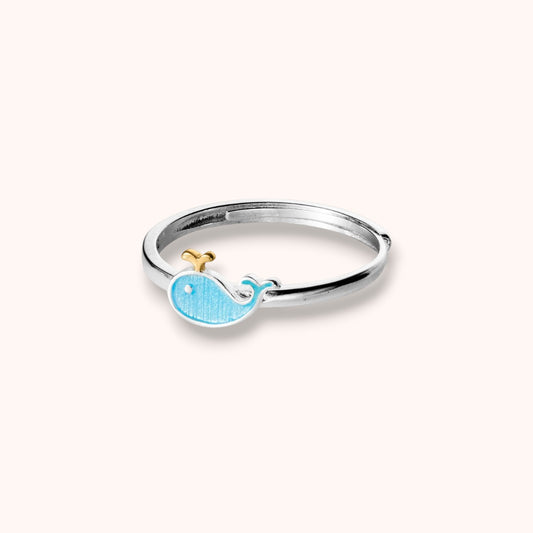 Mini Whale  Adjustable 925 Sterling Silver Ring