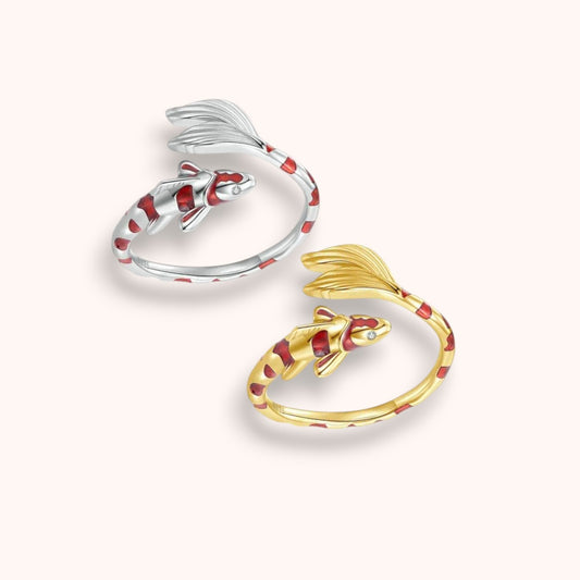 Koi Lucky Fish Open 925 Sterling Silver Ring