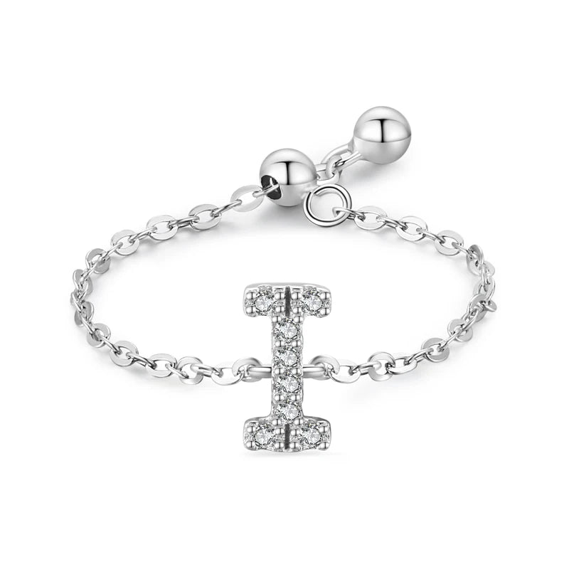 Personalized Alphabet Chain 925 Sterling Silver Ring