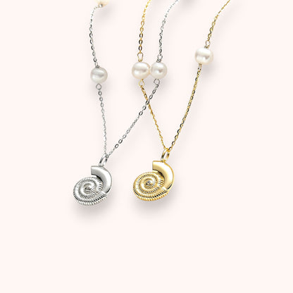 Sea Shell Freshwater Pearl Necklace – 925 Sterling Silver
