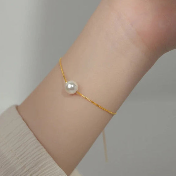 Minimal Pearl Bracelet – 925 Sterling Silver