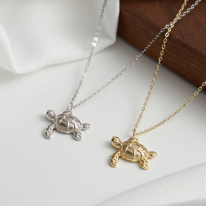 Sea Turtle Charm Necklace | 925 Sterling Silver Turtle Necklace