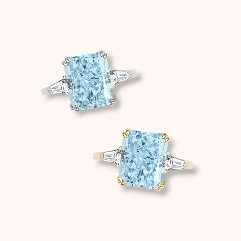 Aqua Blue Crushed Ice Cut 925 Sterling Silver Ring