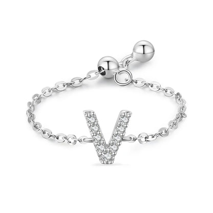 Personalized Alphabet Chain 925 Sterling Silver Ring