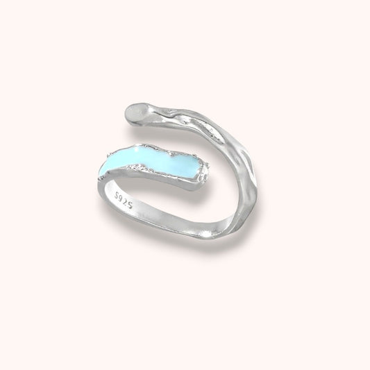 Ocean Drip Enamel Open 925 Sterling Silver Ring