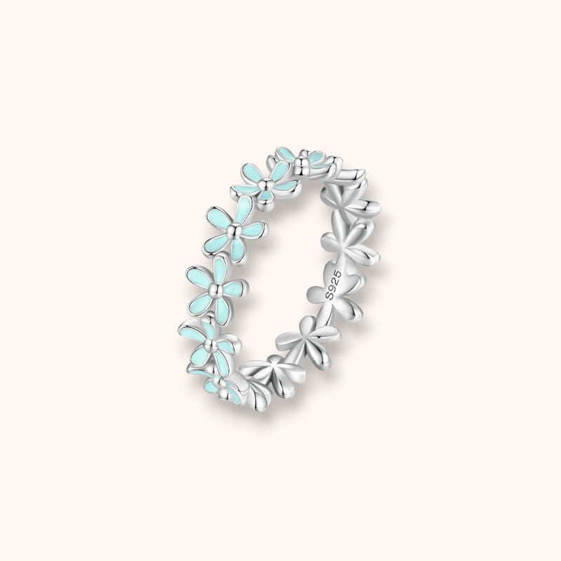Daisy Flower Band 925 Sterling Silver Ring