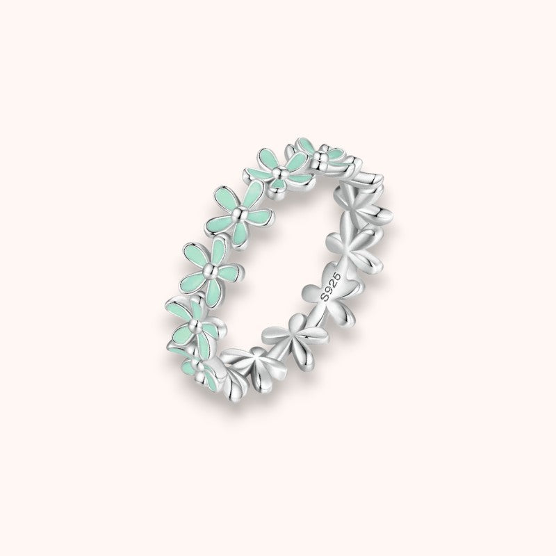 Daisy Flower Band 925 Sterling Silver Ring