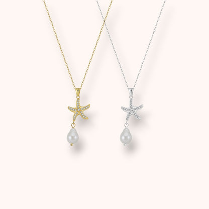 Starfish Pearl 925 Sterling Silver Necklace
