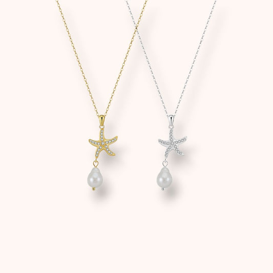 Starfish Pearl 925 Sterling Silver Necklace