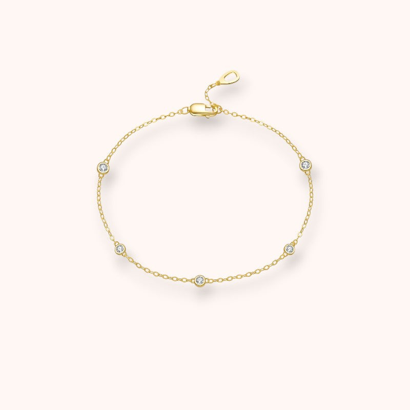 Dainty Zircon Station 925 Sterling Silver Bracelet