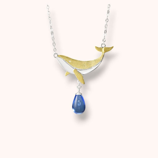 Ocean Whale Drop 925 Sterling Silver Necklace