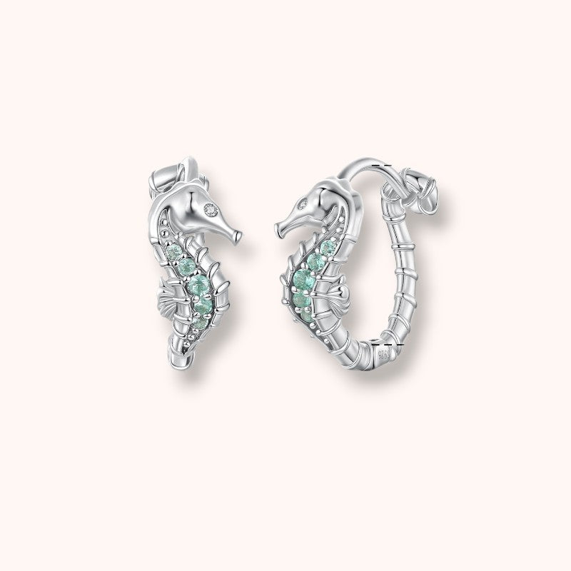Seahorse Hoop 925 Sterling Silver Earrings