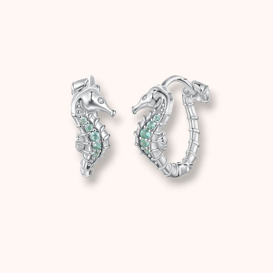 Seahorse Hoop 925 Sterling Silver Earrings