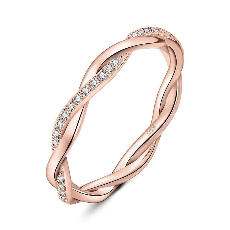 Twisted Moissanite Wave Ring 925 Sterling Silver | D Color VVS Eternity Ring