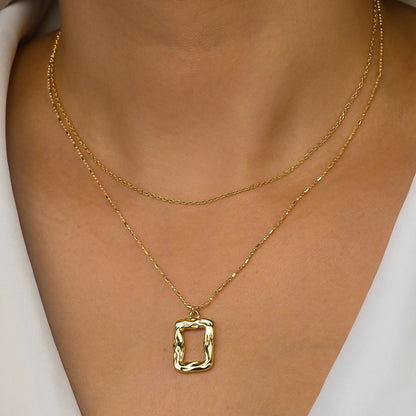 Organic Square Layered Necklace – 925 Sterling Silver/ 18K Gold Vermeil