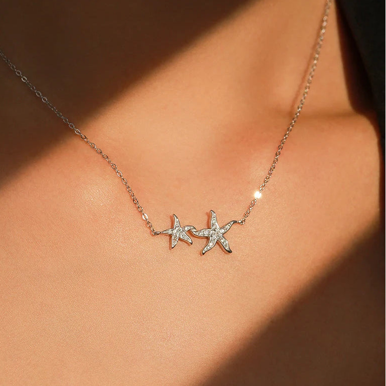 Starfish Duo 925 Sterling Silver Necklace
