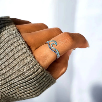 Summer Blue Double Wave Ring