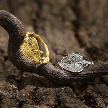 Leaf Adjustable 925 Sterling Silver Ring
