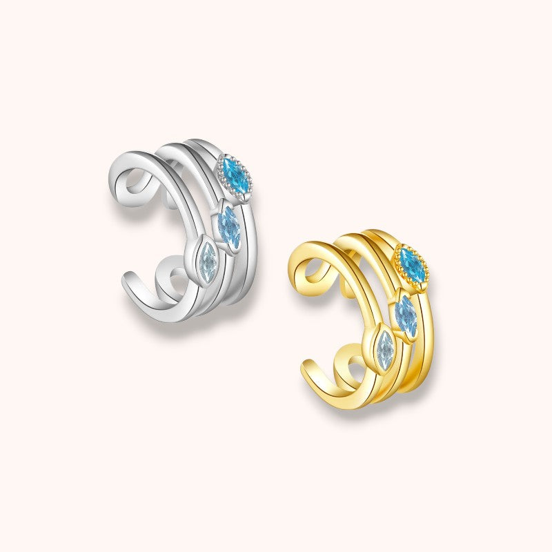 Aqua Twist 925 Sterling Silver Ear Cuff