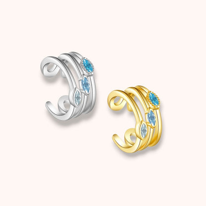 Aqua Twist 925 Sterling Silver Ear Cuff