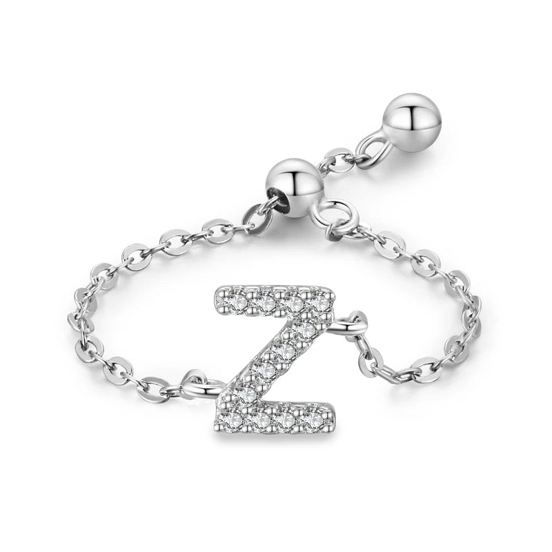 Personalized Alphabet Chain 925 Sterling Silver Ring