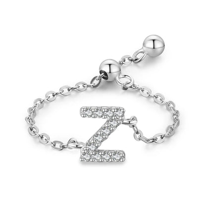 Personalized Alphabet Chain 925 Sterling Silver Ring