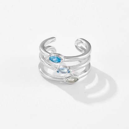 Aqua Twist 925 Sterling Silver Ear Cuff