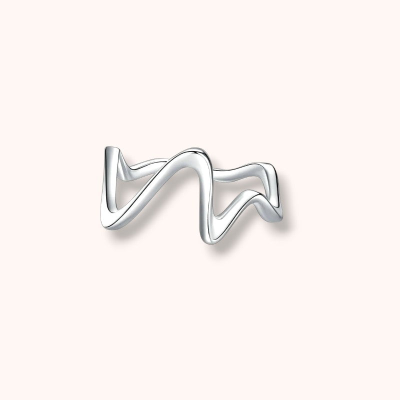Surf Wave 925 Sterling Silver Ring Adjustable Open Ring