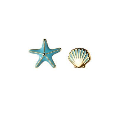 Starfish & Shell 925 Sterling Silver Stud Earrings