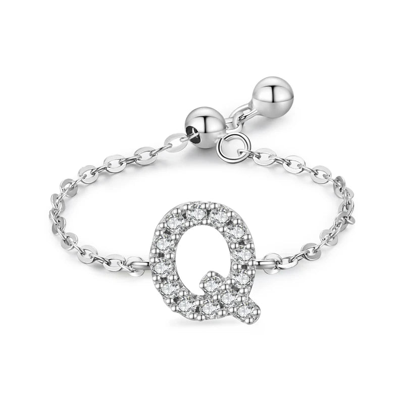 Personalized Alphabet Chain 925 Sterling Silver Ring