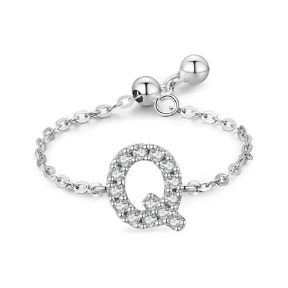 Personalized Alphabet Chain 925 Sterling Silver Ring